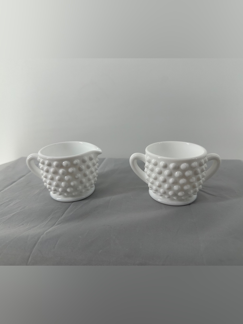 Fenton Hobnail Milk Glass - Mini Creamer Set